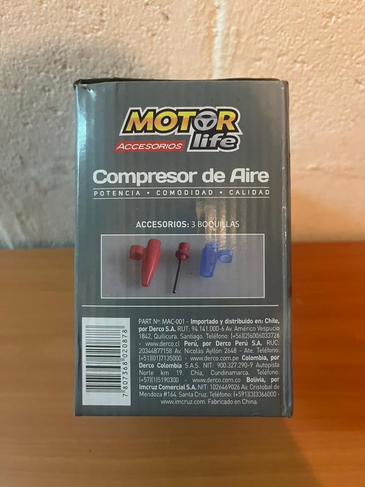 Compresor de aire portátil 12V Motor Life (250 PSI)